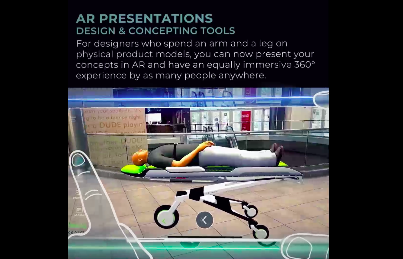 an augmented reality design model of a stretcher